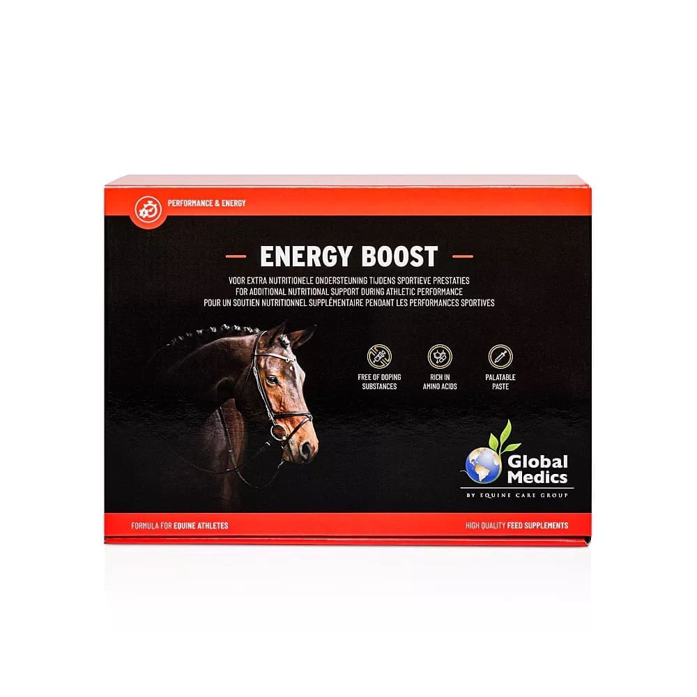 Energy Boost van Global Medics om meer energie te geven aan paarden die fysieke inspanningen moeten leveren